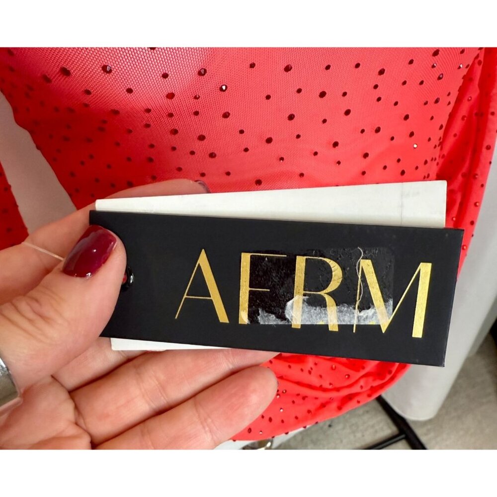 AFRM red long sleeve mesh top with rhinestones NWT - XS - Picture 6 of 7
